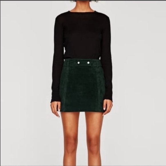 100% GENUINE LEATHER GREEN SKIRTS - ZARA - Picture 4 of 11